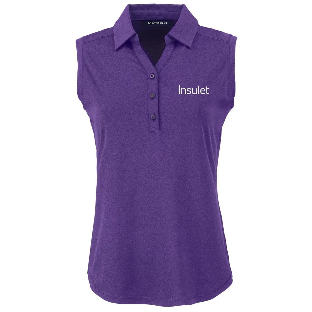 Cutter & Buck Women's Dark College Purple Heather Forge Eco Stretch Recycled Sleeveless Polo